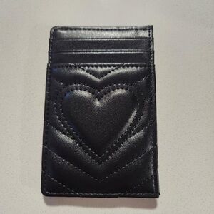 Black Quilted Leather Card Holder Wallet